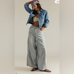 Free People Light Wash Wide Leg Jeans